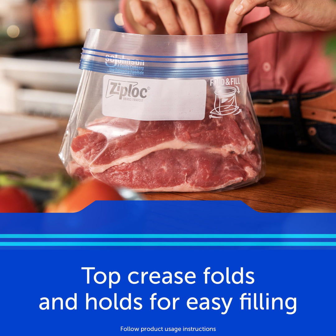 Quart Food Storage Freezer Bags, Stay Open Design with Stand-Up Bottom, Easy to Fill, 75 Count