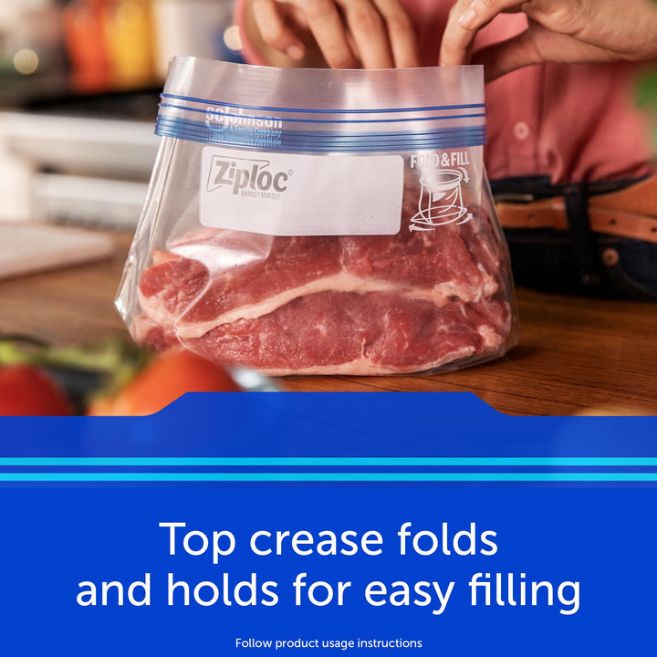 Quart Food Storage Freezer Bags, Stay Open Design with Stand-Up Bottom, Easy to Fill, 75 Count