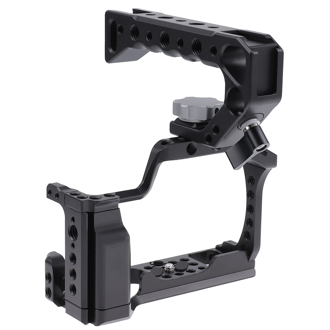 Camera Cage +Top/Side Handle Grip Kit, Aluminium Alloy Video Filmmaking Stabilizer Rig with Cold Shoe and 1/4 3/8 Screw Mouting for Canon EOS M50 Mark II/M50/M5 Mirrorless Camera