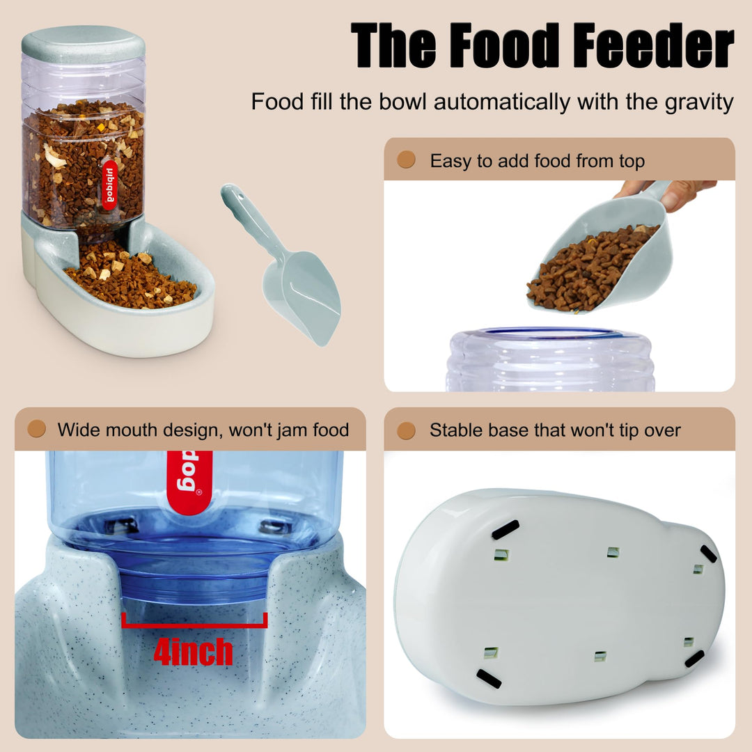 Automatic Pet Feeder Small&Medium Pets Automatic Food Feeder and Waterer Set 3.8L, Travel Supply Water Dispenser for Dogs Cats Pets Animals