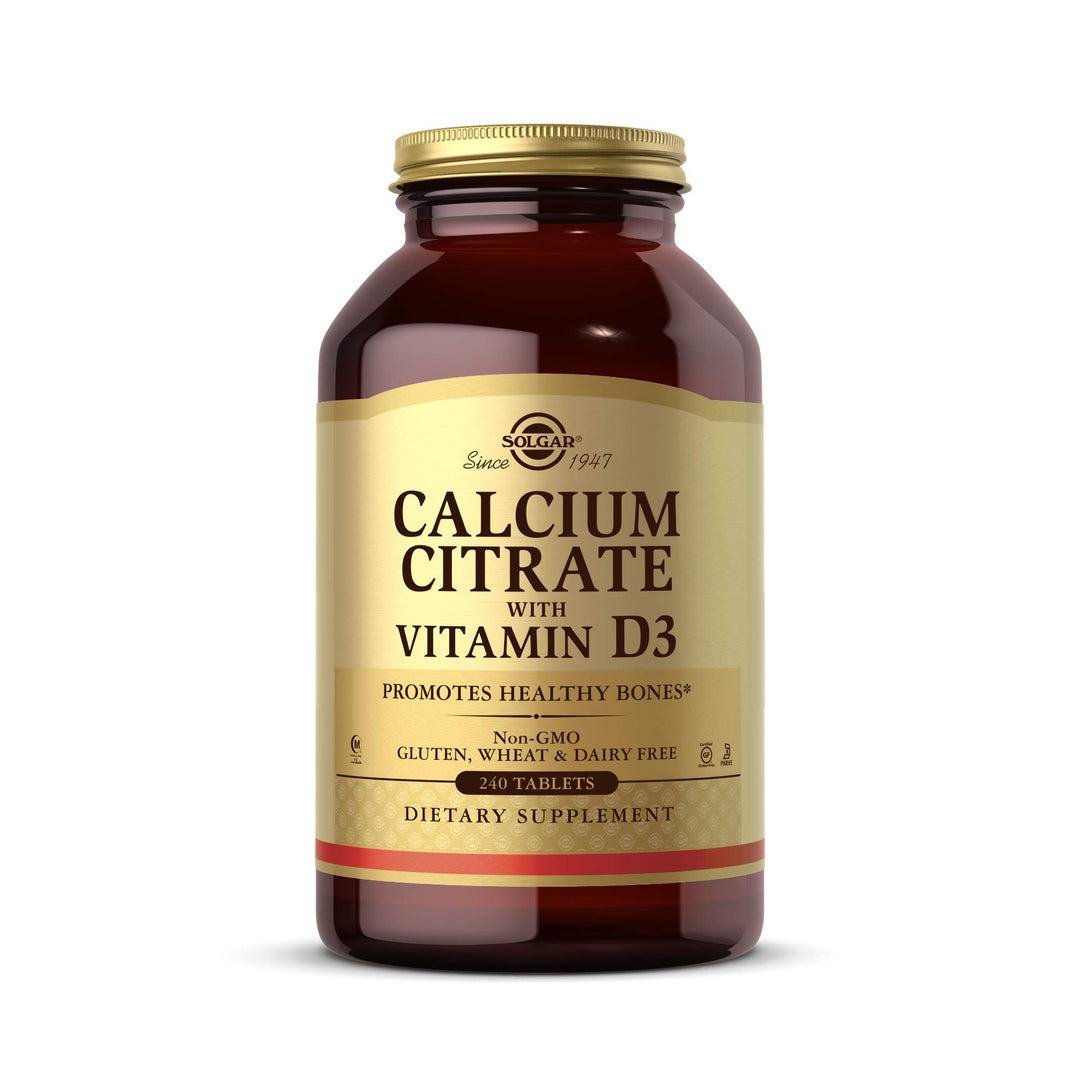 Solgar Calcium Citrate with Vitamin D3, 240 Tablets - Promotes Healthy Bones & Teeth, Supports Musculoskeletal & Nervous Systems - Non-GMO, Gluten-Free, Dairy Free, Kosher, Halal - 60 Servings