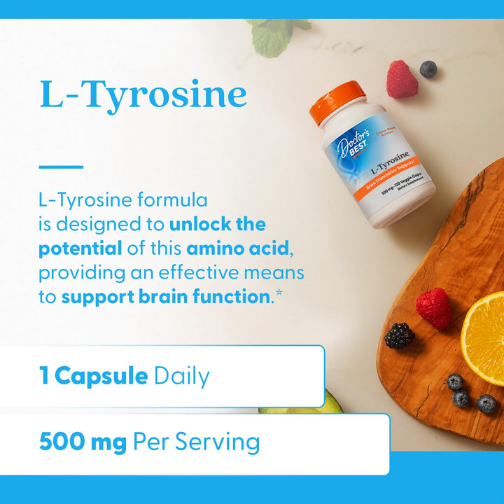 Doctor's Best L-Tyrosine Supplement, 120 Count