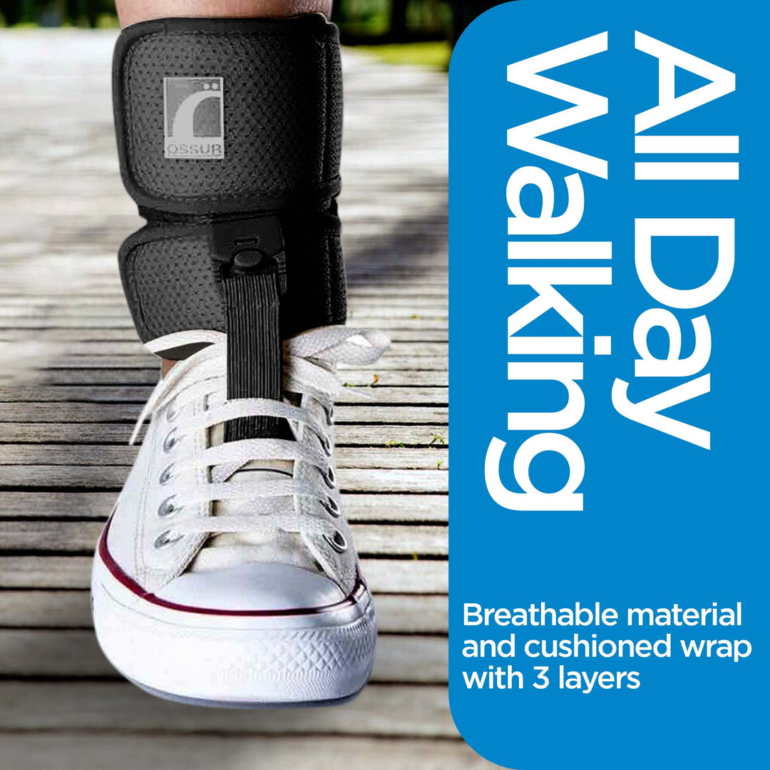 Ankle Brace, Foot Brace | AFO Foot Drop Brace for Drop Foot Support | Lightweight, Adjustable Wrap for All-Day Comfort | Breathable Material for All Day Walking (Black, Medium)