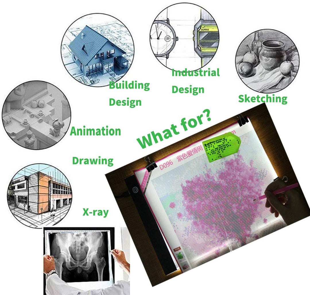 A4 Ultra-Thin Portable LED Tracing Light Box Dimmable Tracer Pad Board Adjustable Brightness for Artists Drawing Sketching Trace Animation Artcraft 5d Diamond Painting