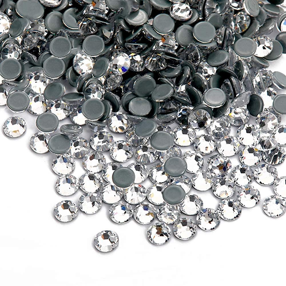 2400 Pieces Mixed Size Crystal Clear Hotfix Rhinestones, Hot Fix Crystals for Crafts Clothing, Flatback Glass Gems for Dance Costumes SS6 SS10 SS16 SS20 SS30