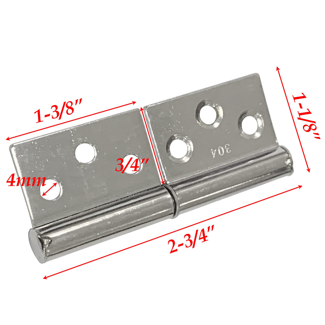 6pcs Lift Off Hinges 304 Stainless Steel Detachable 360 Degree Pivot Hinges Door Hinges (2-3/4 Length)