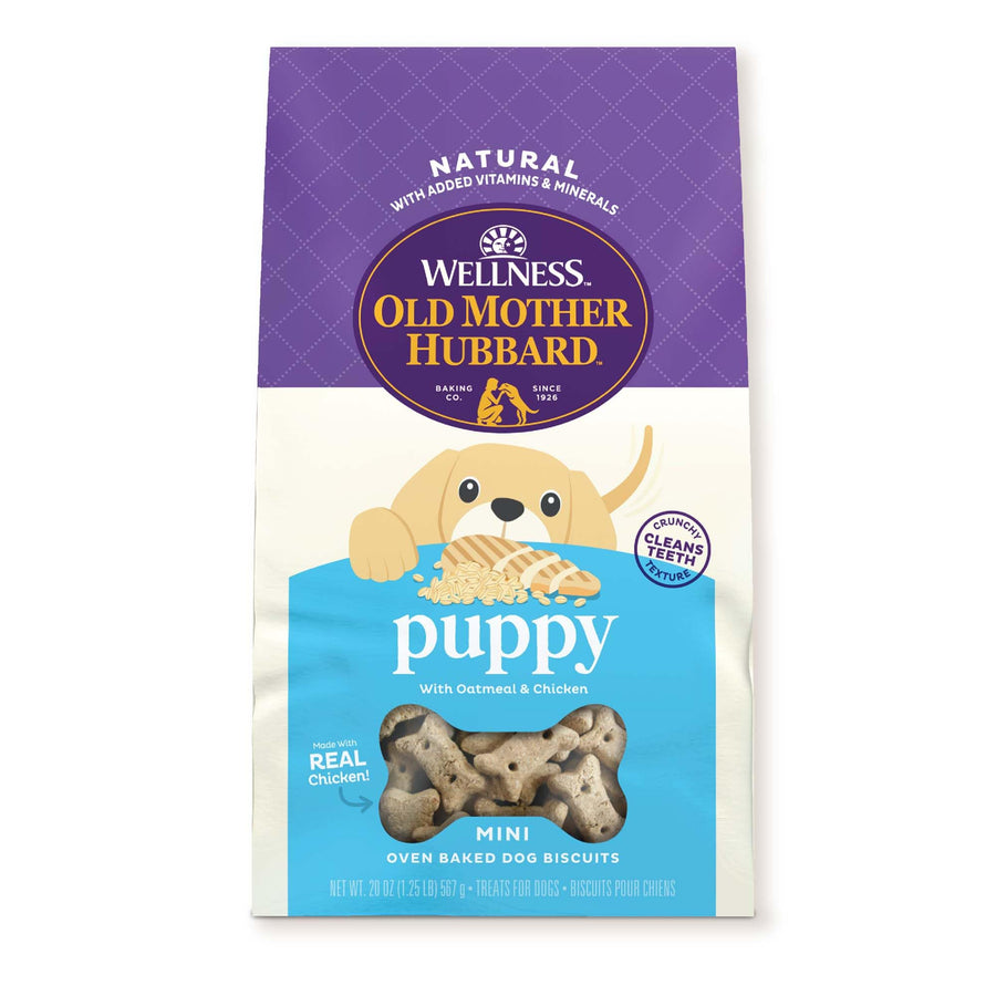 Wellness Puppy Dog Biscuits, Natural, Training Treats for Puppies, Oatmeal & Chicken Flavor, Mini Size, (20 Ounce Bag)
