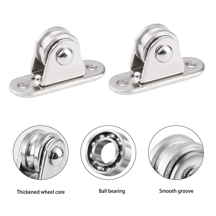 FSHIHINE Small Pulley Block 10 Pack Duplex Pulley Roller Smooth Wheel with Ball Bearings Loading 176 Lb Ceiling/Wall Mount Pulley Wheel for Wire Rope Cord Greenhouse Home DIY Project Pulleys