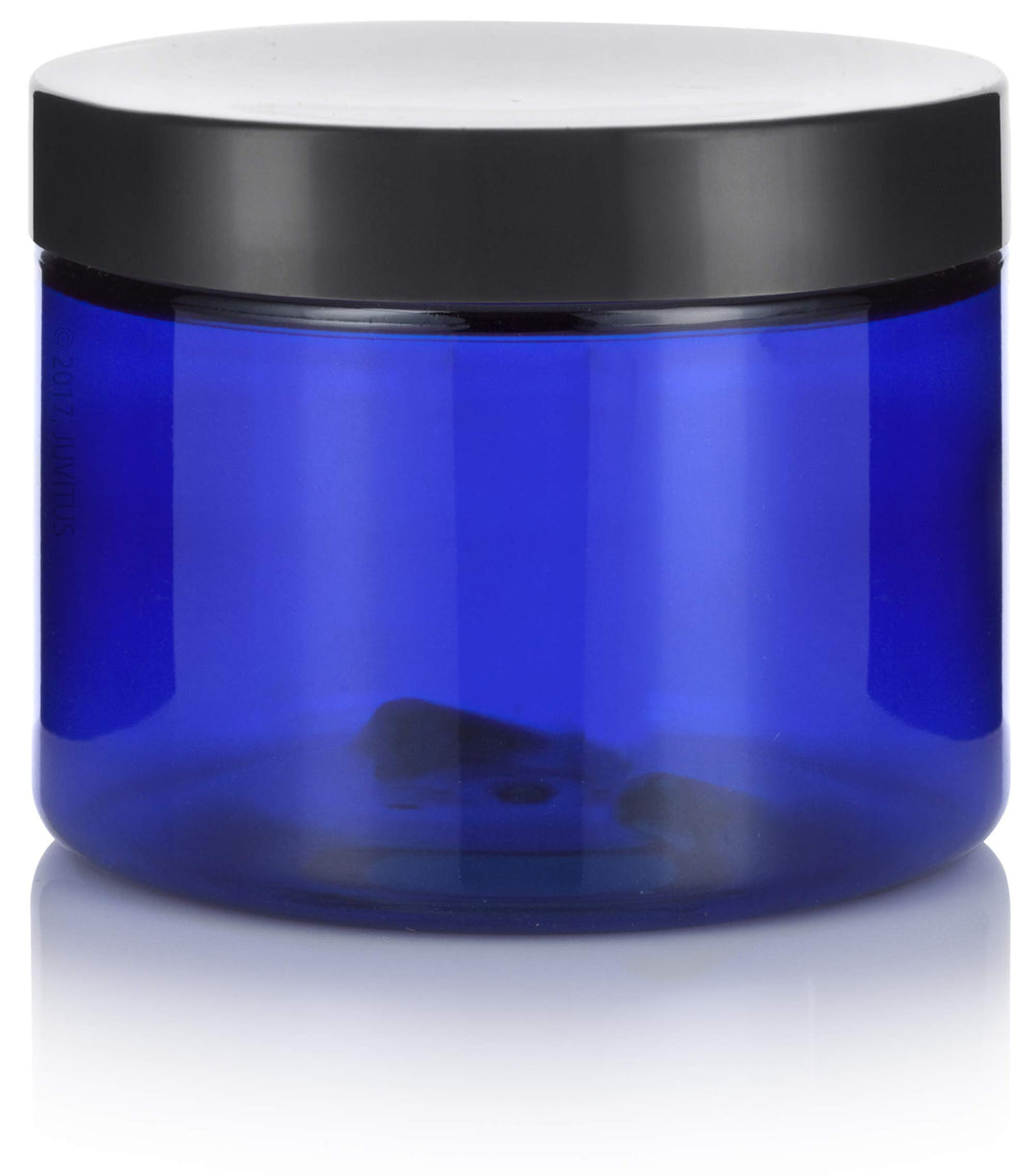 Cobalt Blue PET (BPA Free) Plastic Jar - 6 oz (4 Pack)