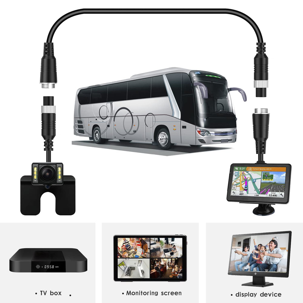 16FT 5M Car Video Extension Cable 4-Pin Aviation Waterproof Shockproof for CCTV Rearview Camera Truck Trailer Camper Bus Motorhome Vehicle Backup Monitor System