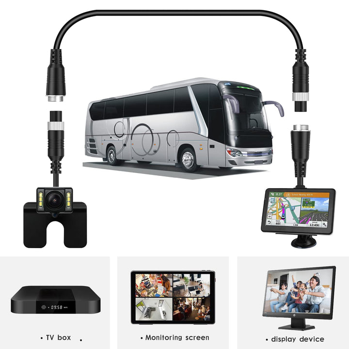 16FT 5M Car Video Extension Cable 4-Pin Aviation Waterproof Shockproof for CCTV Rearview Camera Truck Trailer Camper Bus Motorhome Vehicle Backup Monitor System