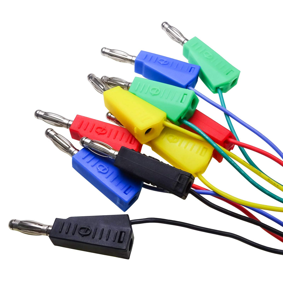 Stackable Banana Plug to Breadboard Male Jumper Wires Soft Flexible Silicone Test Leads for Electrical Testing