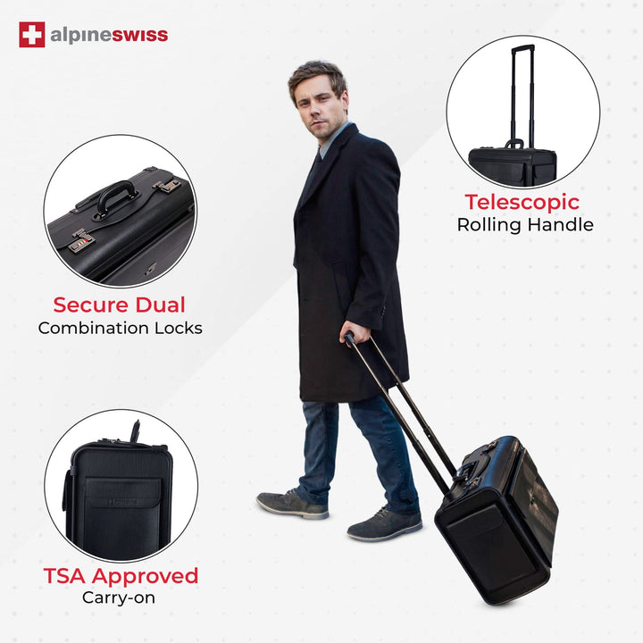 Rolling 17 Laptop Briefcase on Wheels Attache Lawyers Case Legal Size