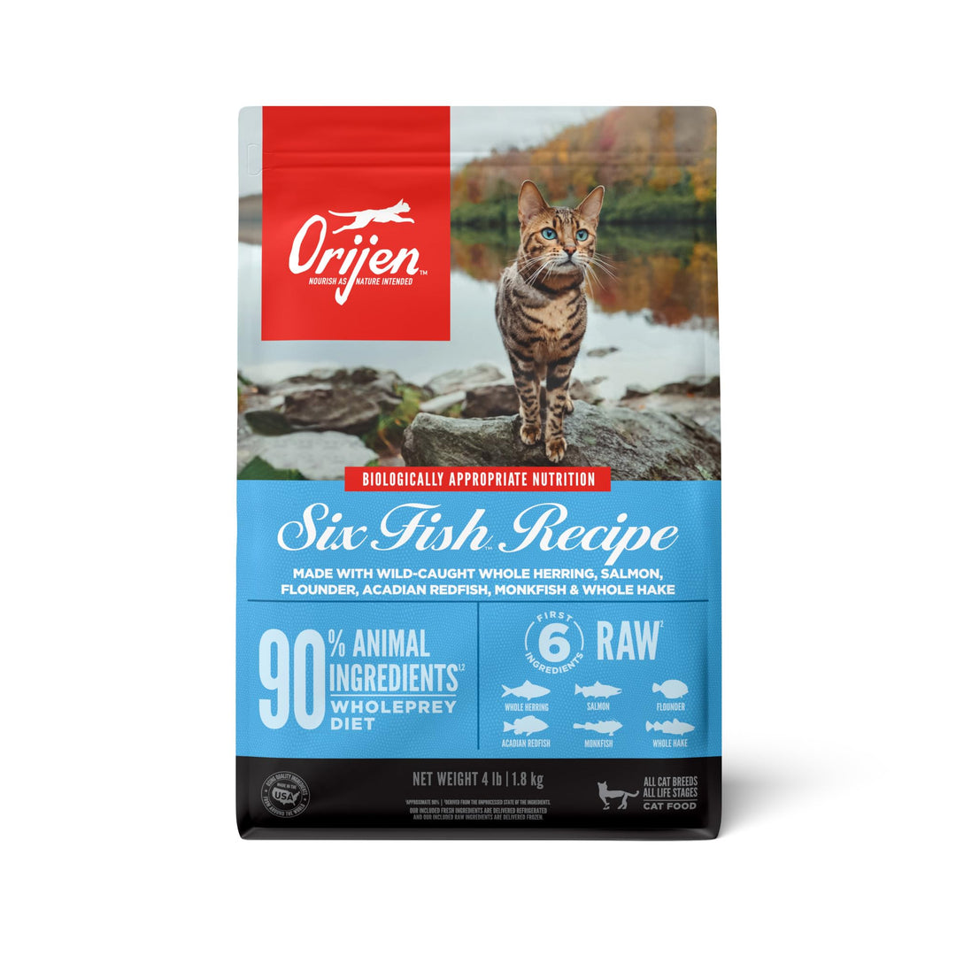 Six Fish Dry Cat Food, Grain Free Cat Food for All Life Stages, with WholePrey Ingredients, 4lb