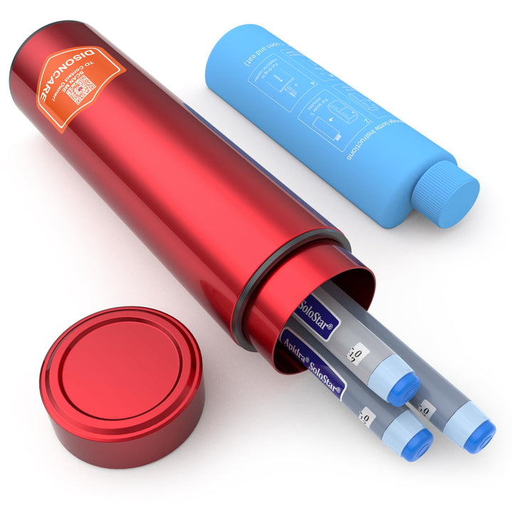 Odyssey 60H 3 Insulin Pens Cooler Travel Case Medication Cooler for Travel TSA Approved Diabetic Insulina EpiPen Carry Case Medicine Travel Cooler Bag Ice Pack with Medical Alert Tag(Red)