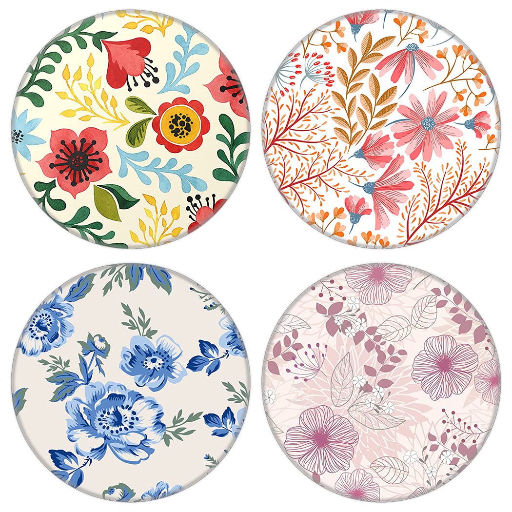 JXinQ 4 Pack/Expanding Phone Mount Grip Holder for Cellphone,Collapsible Stand - Pink Rose Gold Blue Flower Floral (ZMX-SS07-Q)