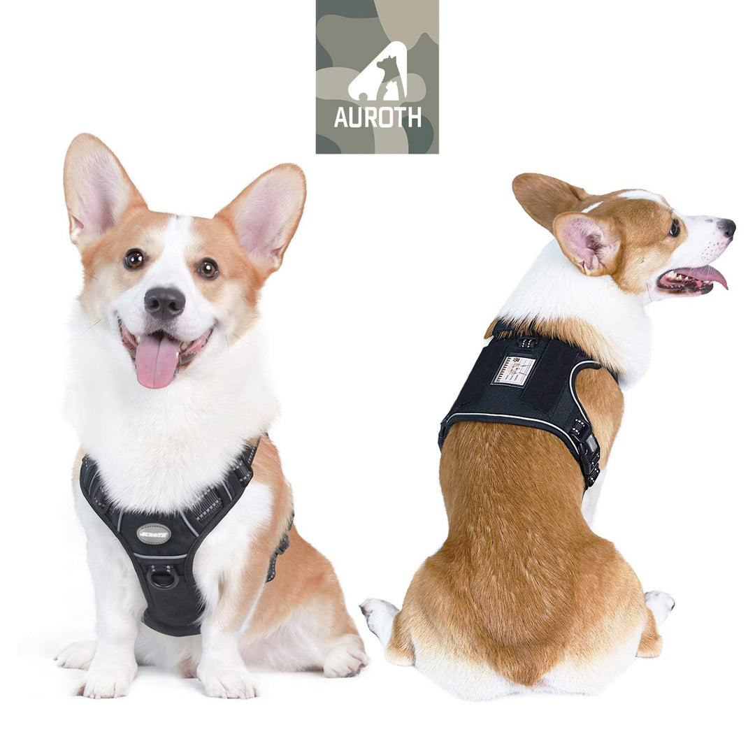 Tactical Harness for Small Medium Dogs No Pull Adjustable Pet Harness Reflective K9 Working Training Easy Control Vest Military Service Dog Harnesses Black M