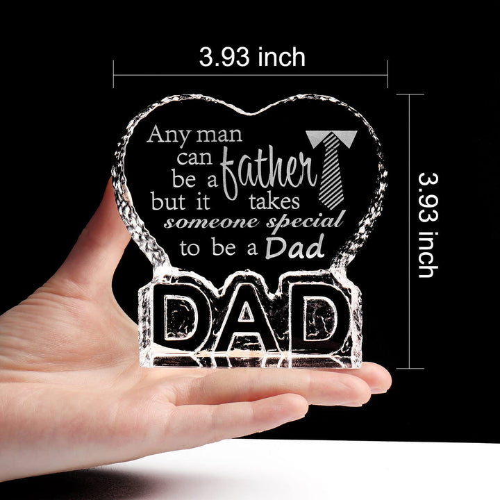 for Dad, Dad/Papa/Daddy Gifts from Daughter/Son/Kids - DAD Shape Crystal Decor for Birthday Fathers Day