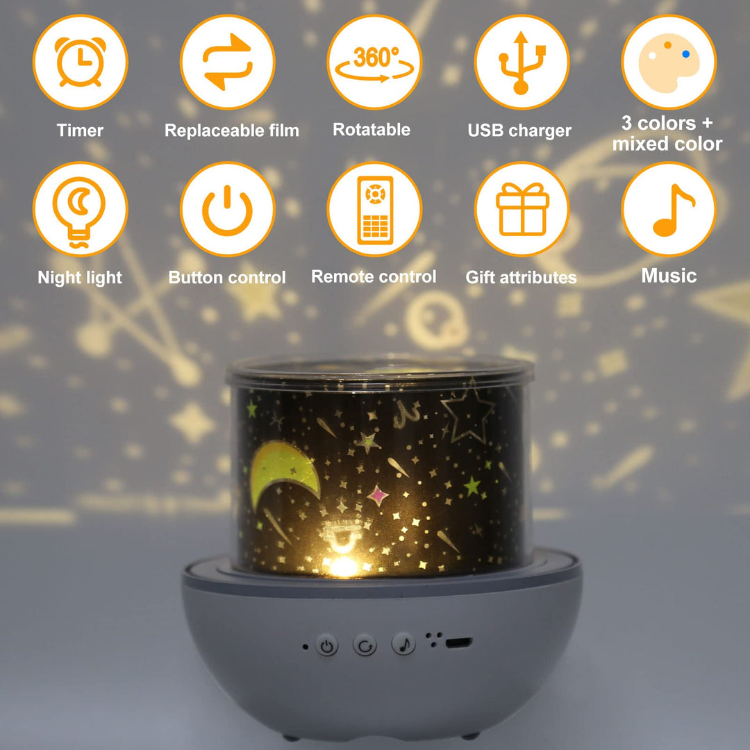 Night Light for Kids Battery Powered, LED Star Projector Light for Baby with 360° Rotation for Christmas, Halloween, Birthday, Living Room Decoration, Children Gifts (with Remote)