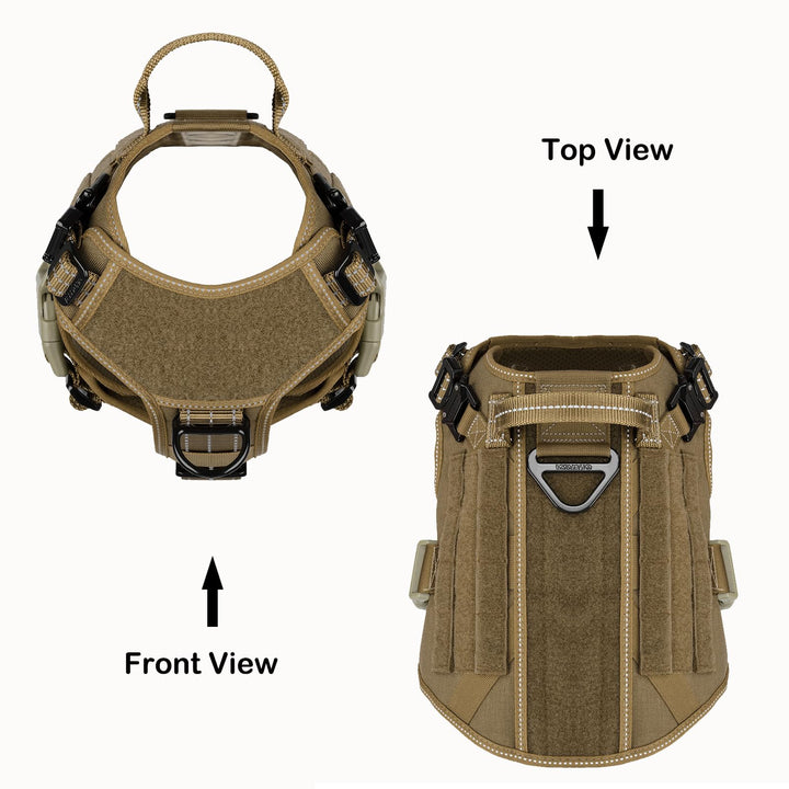 Tactical Dog Harness,Medium Size, 2X Metal Buckle,Working Dog MOLLE Vest with Handle,No Pulling Front Leash Clip,Hook and Loop Panel