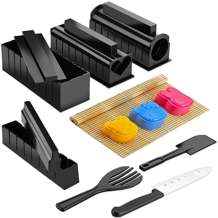 15 in 1 Sushi Making Kit, Sushi maker with 8 Sushi Rice Roll Mold Shapes, DIY Sushi Maker Tools with Bamboo Sushi Mat
