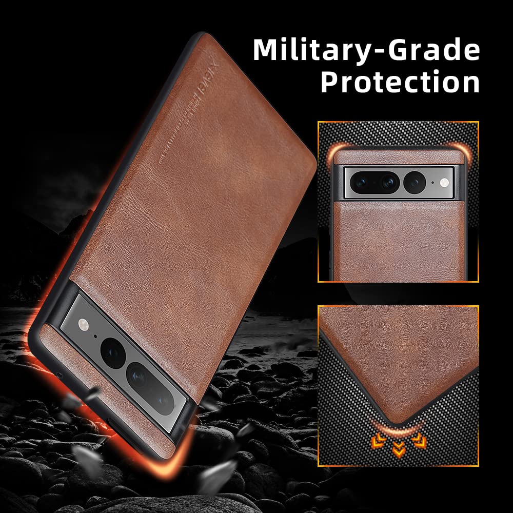 for Google Pixel 7 Pro Case 5G, Premium PU Leather Elegant Soft TPU Bumper Shockproof Protective Cases Phone Cover for Google Pixel 7 Pro 2022(Brown)