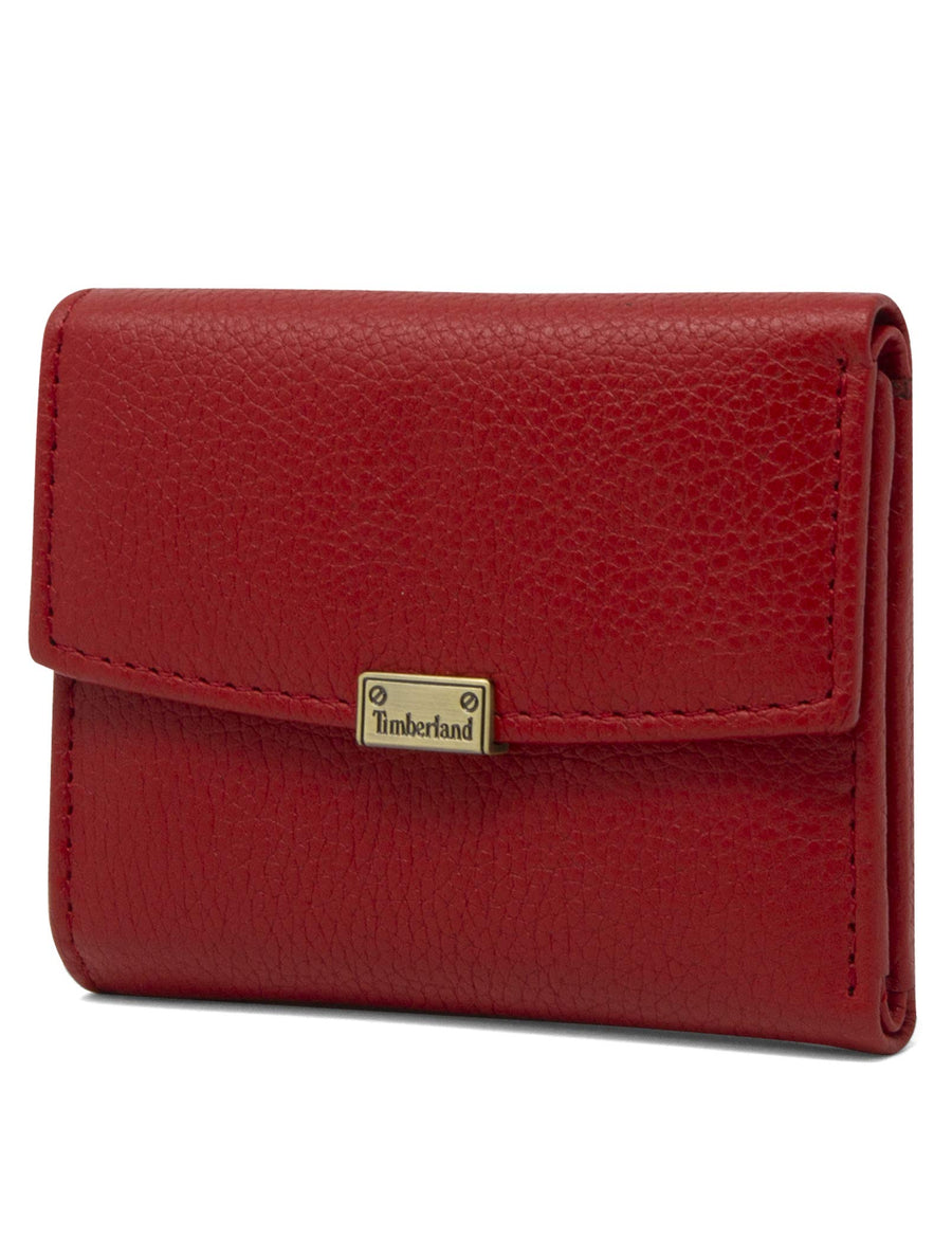 Women's Leather RFID Small Indexer Snap Wallet Billfold, Red, one Size