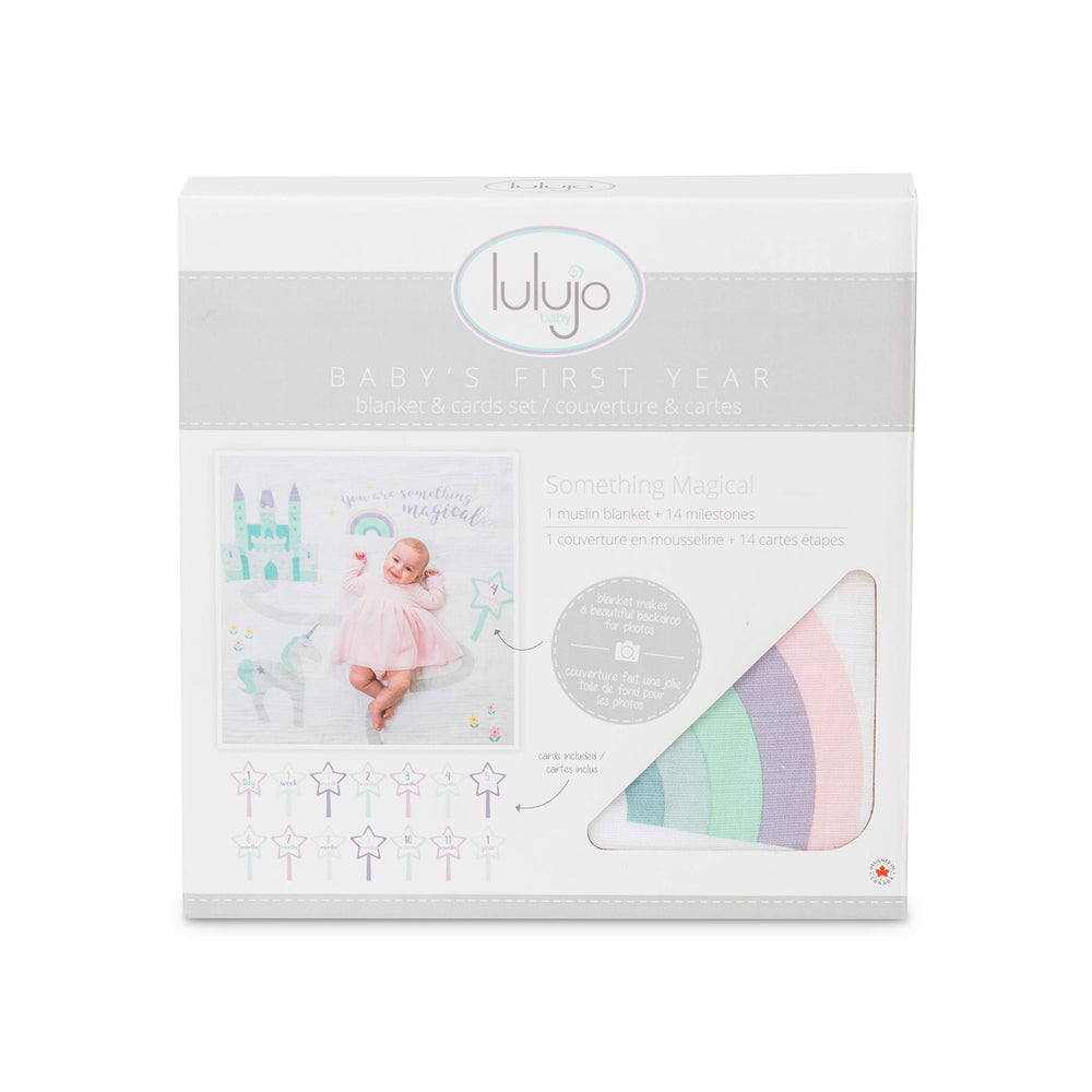 Baby’s First Year Milestone Blanket and Card Set | 40in x 40in (Something Magical)