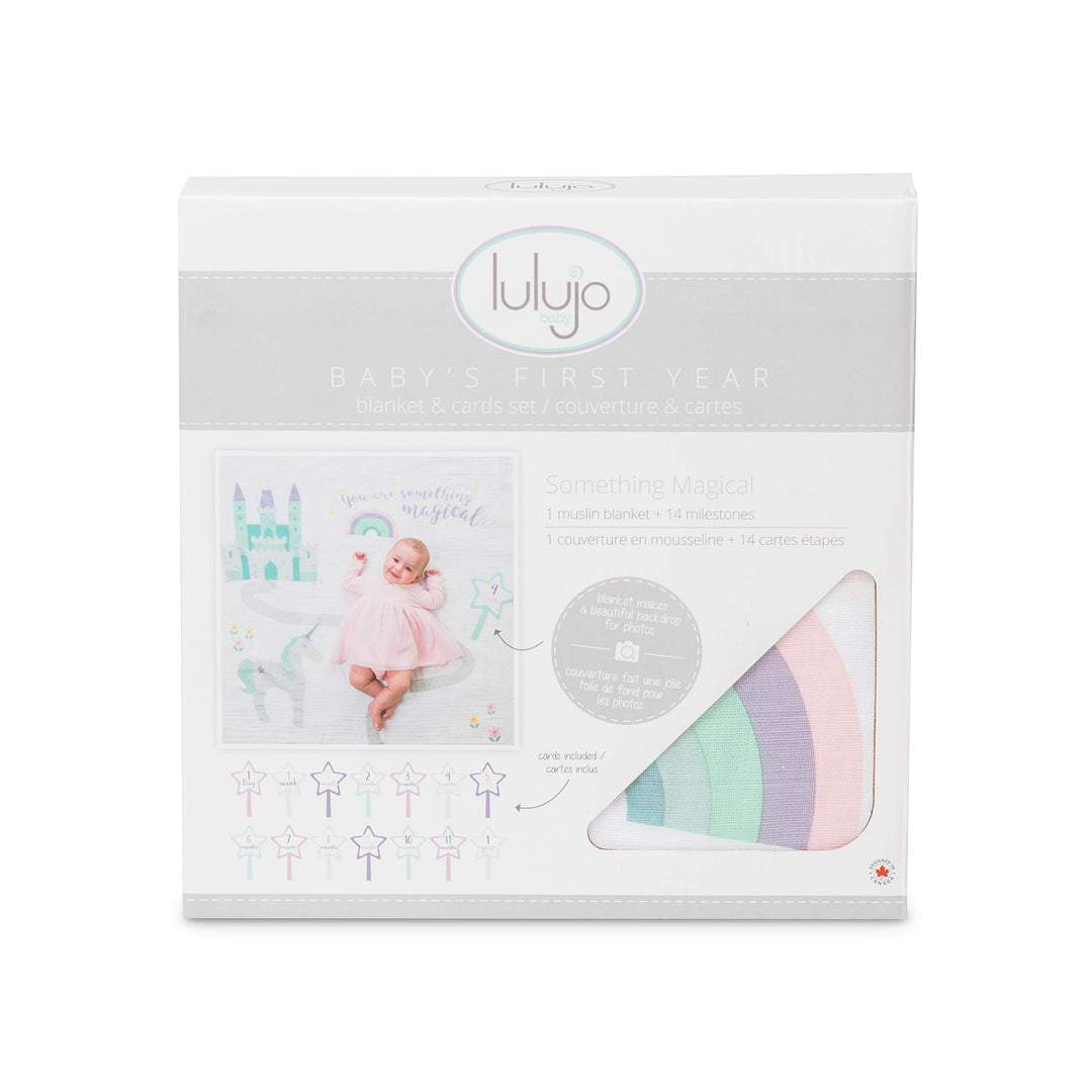 Baby’s First Year Milestone Blanket and Card Set | 40in x 40in (Something Magical)