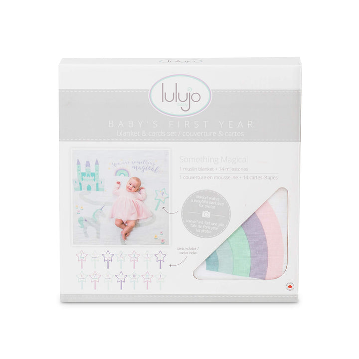 Baby’s First Year Milestone Blanket and Card Set | 40in x 40in (Something Magical)