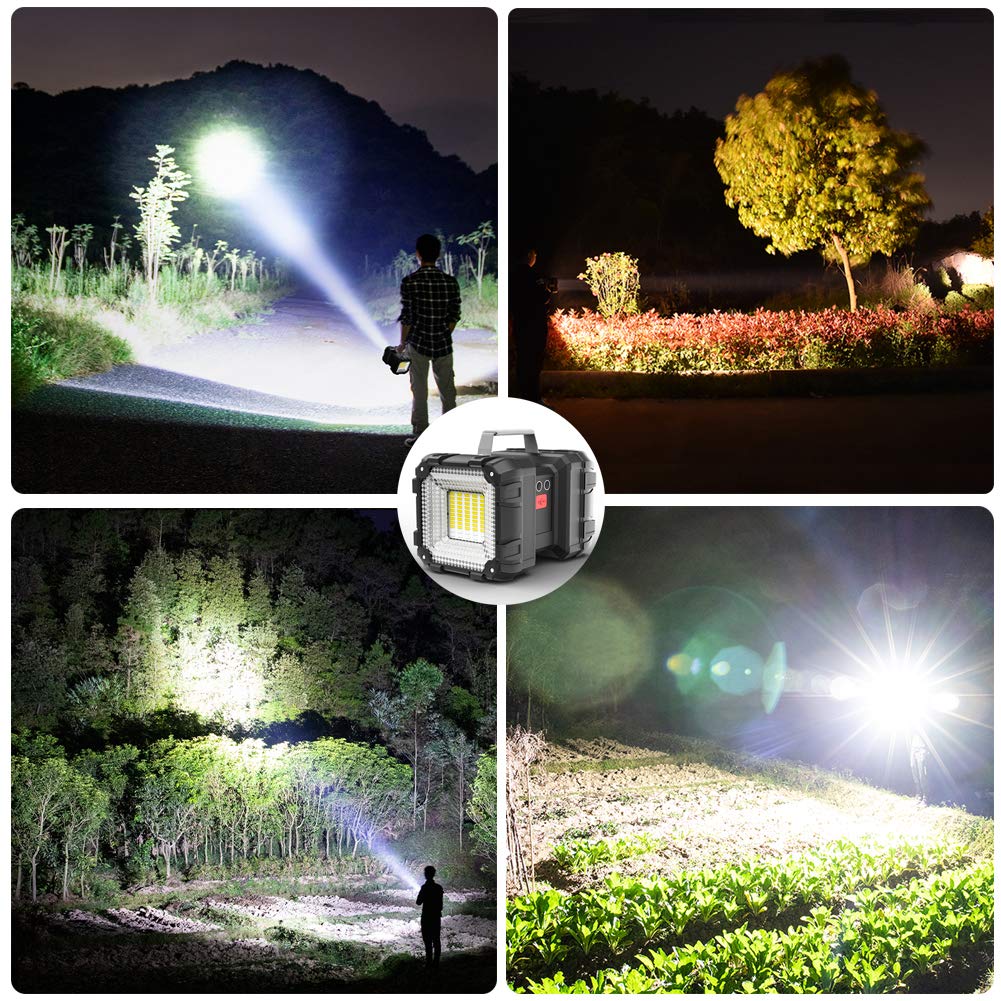 Rechargeable Flashlight, LED Spotlight Flashlight 10000 Capacity 1200LM 20h Ultra-Long Standby 3+4 Lights Modes Camping Flashlight Waterproof with USB Output as a Power Bank