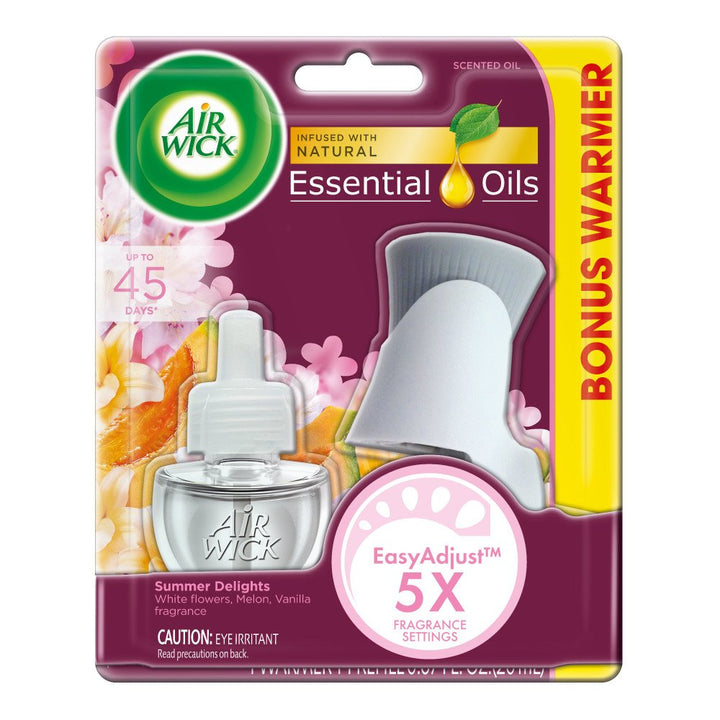 Plug in Scented Oil Starter Kit (Warmer + 1 Refill), Summer Delights, Air Freshener, Essential Oils -
