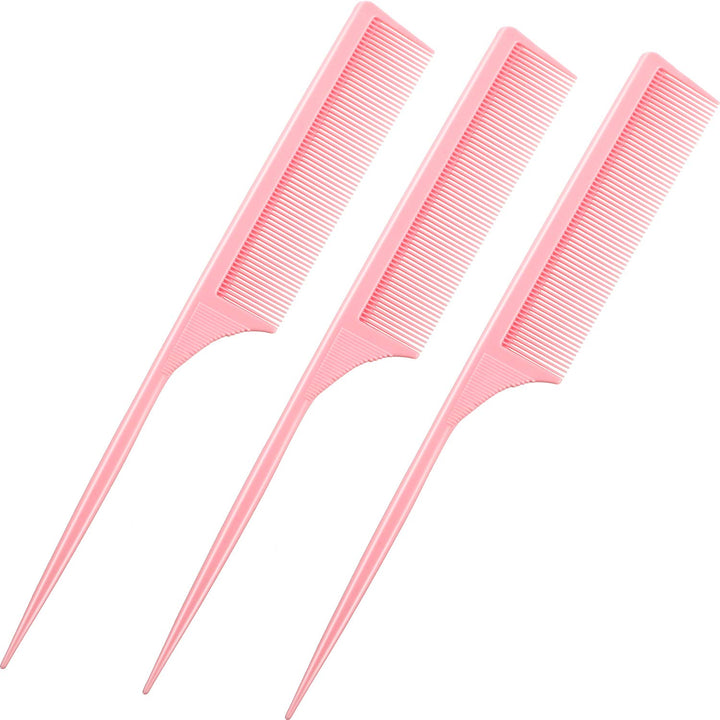 3 Pack Styling Comb Carbon Fiber Anti Static Heat Resistant Tail Comb for Back Combing, Root Teasing, Adding Volume, Evening Styling (Pink)