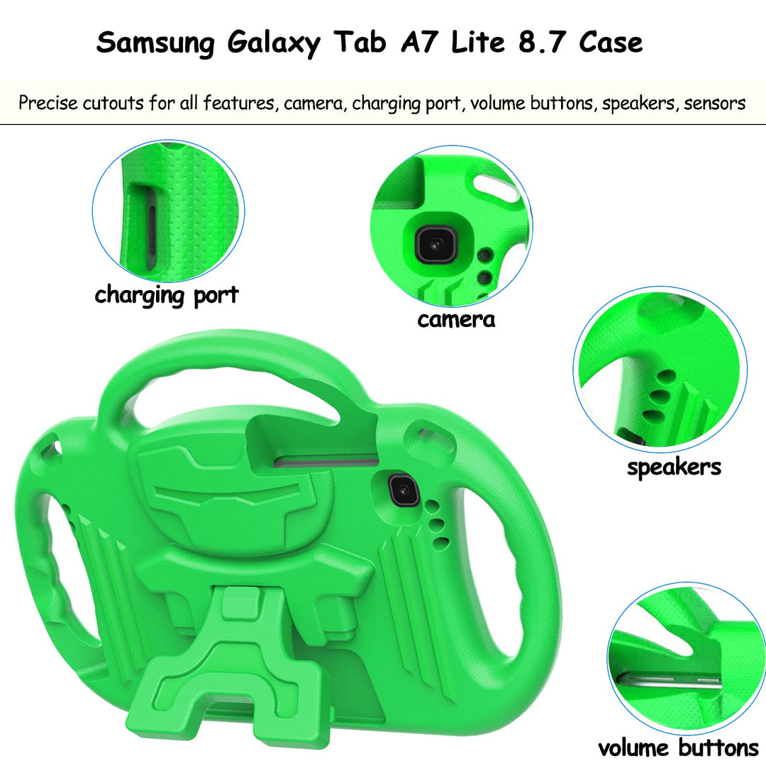 Shockproof Kids Case for Samsung Galaxy Tab A7 Lite (8.7-inch) 2021 Model SM-T220 / T225 / T227 with Handle Stand & Shoulder Strap, Blue