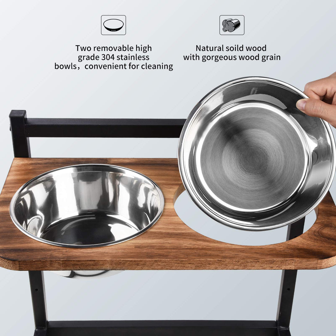 Dog Food Bowls Raised Dog Bowl Stand Feeder Adjustable Elevated 3 Heights 5in 9in 13in with Stainless Steel Food Elevated Dog Bowls for Large Dogs and Cats 16.5x16 inch,Patented