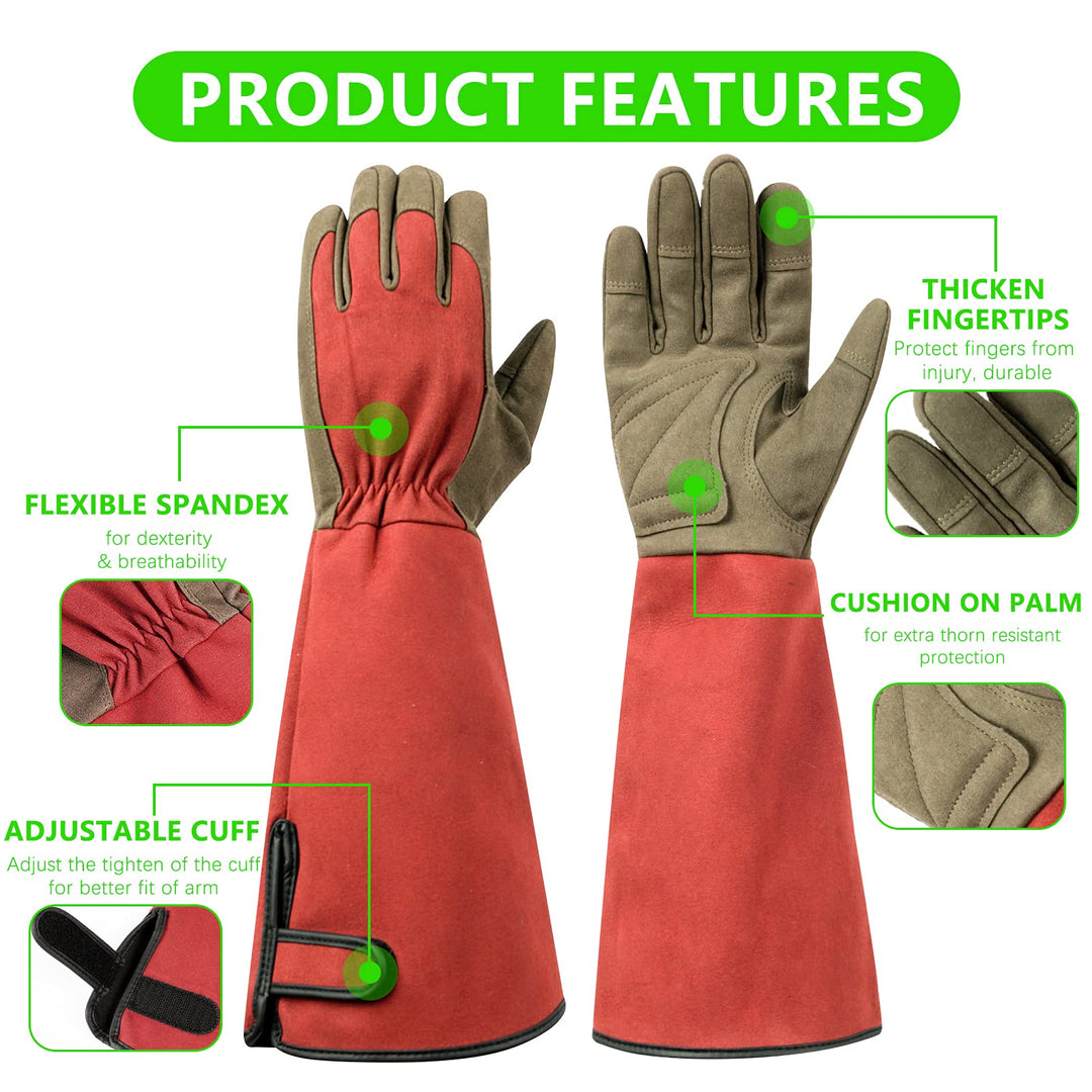 Professional Rose Pruning Thorn Proof Gardening Gloves with Long Forearm Protection for Men and Women (1 Pair) (red, Large)…
