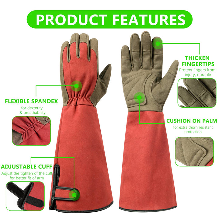 Professional Rose Pruning Thorn Proof Gardening Gloves with Long Forearm Protection for Men and Women (1 Pair) (red, Large)…