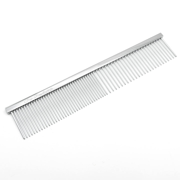 000 7.5 in. Greyhound Style Fine/Coarse Colored Butter Comb, Groom Like a Professional, Rounded Corners Prevent Friction and Breakage, Solid Brass with Steel Teeth, Chrome Finish