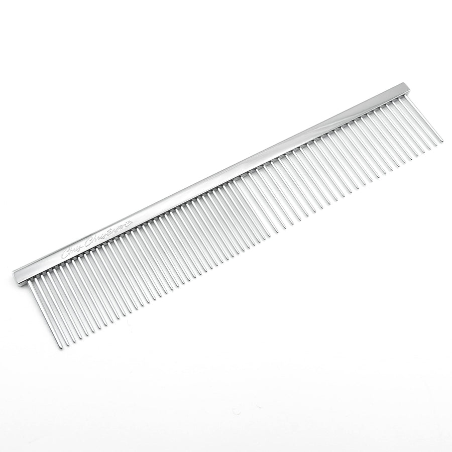 000 7.5 in. Greyhound Style Fine/Coarse Colored Butter Comb, Groom Like a Professional, Rounded Corners Prevent Friction and Breakage, Solid Brass with Steel Teeth, Chrome Finish