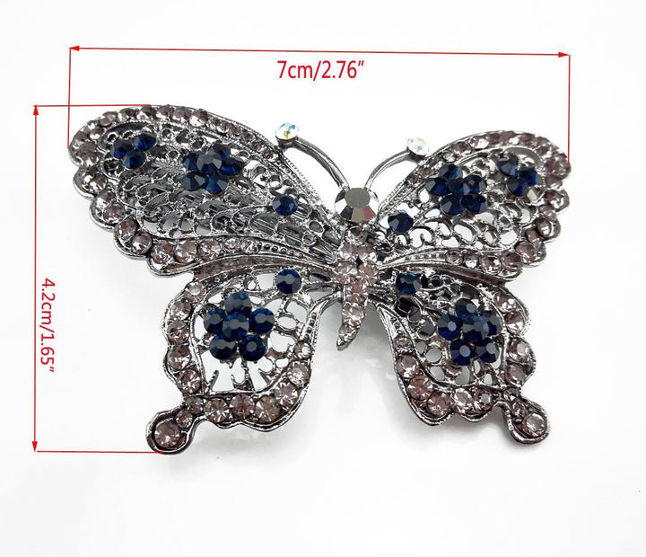 Amazing Fashion Butterfly Hairpin Blue Crystal Headwear Barrette Hair Clip Headwear Accessories Jewelry