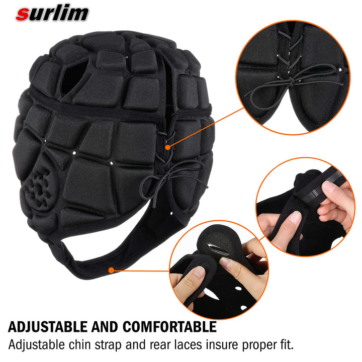 Rugby Soft Helmet Soccer Headgear Scrum Cap 7v7 Flag Football Headguard for Adult X-Large (Black)