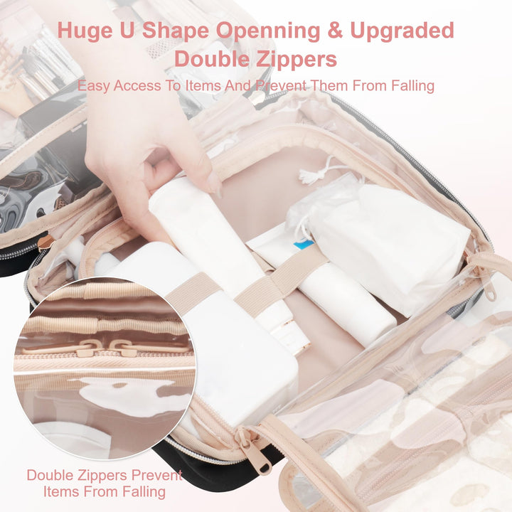 Hanging Travel Toiletry Bag for Women Traveling With Leakproof Compartment Makeup Cosmetic Organizer Dopp Kit Travel Accessories Essentials Must Have