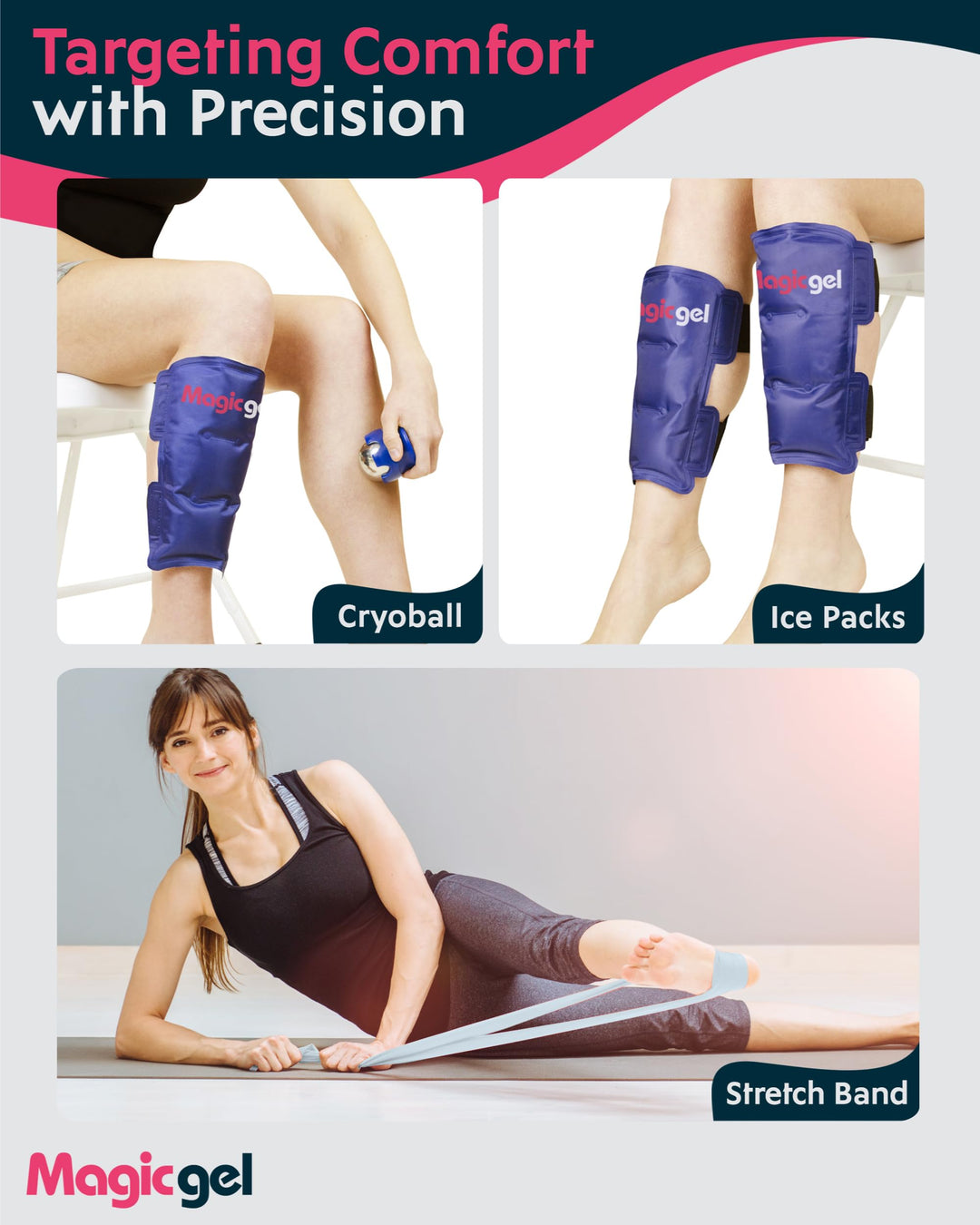 Shin Splint Relief: Hot & Cold Packs, Cryoball & Stretch Bands for Shin Splints | Hot & Cold Therapy for Leg Pain Relief |