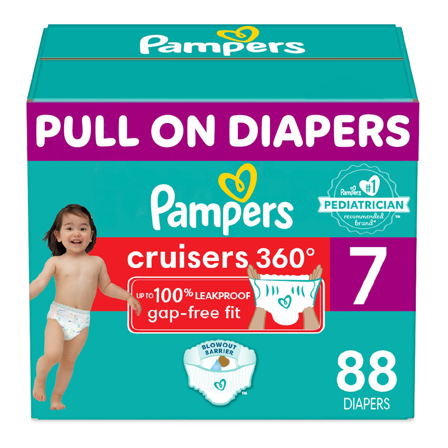 Cruisers 360 Diapers - Size 7, One Month Supply (88 Count), Pull-On Disposable Baby Diapers, Gap-Free Fit