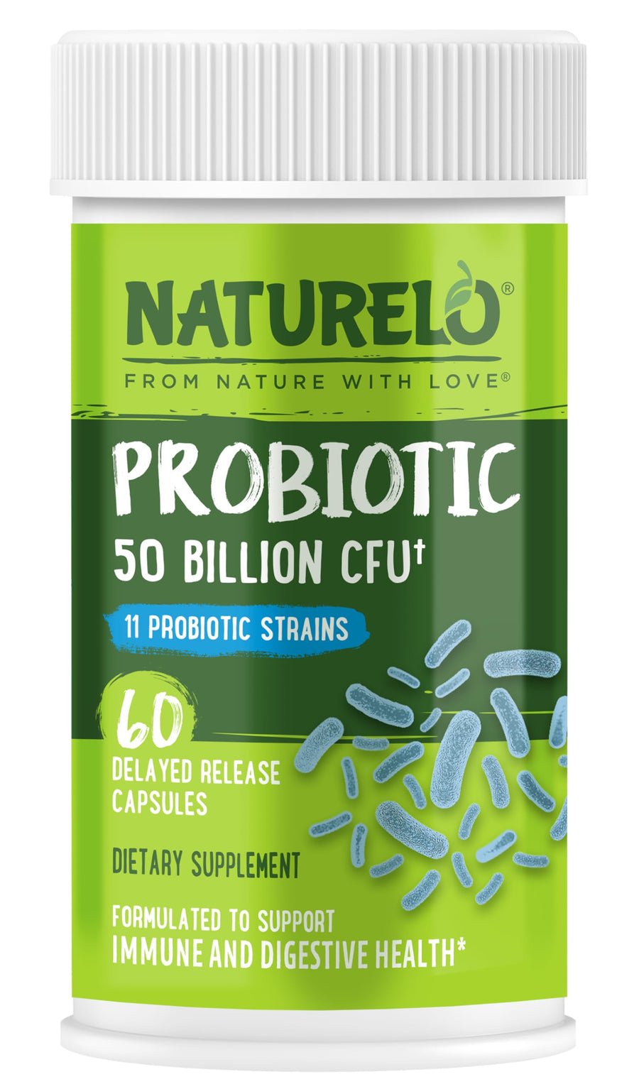 Probiotics for Digestive Health - 50 Billion CFU, 11 Strains Daily Supplement - Boosts Immune System, Delayed Release, 60 Vegetarian Capsules