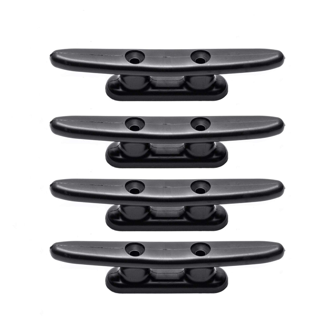 Small Boat Cleat Open Base,4 Inch Black Nylon Dock Cleats,Marine Accessories Used for Kayak,Pack of 4,Include Installation Screws