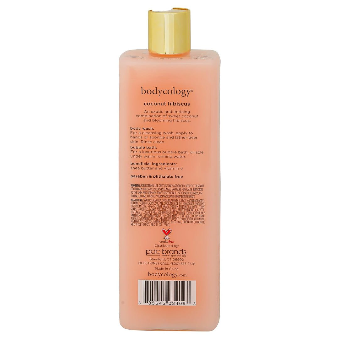 Coconut Hibiscus 2 in 1 Body Wash & Bubble Bath | Gentle Cleansing, Nourishes the Skin, Long-Lasting Fragrance | Paraben & Phthalete Free, Cruelty Free - 473 ml (Pack of 1)