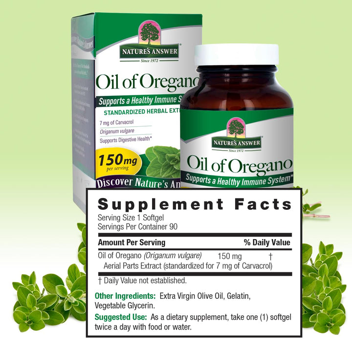 Nature's Answer Oil of Oregano Capsule Softgels, 90-Count | Natural Immune Booster | Promotes Healthy Digestion & Gut Flora