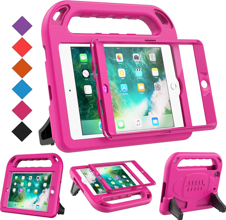 Case for iPad Mini 1 2 3, iPad Mini 1/2/3 Case for Kids - Built-in Screen Protector, Shockproof Lightweight Hard Cover Handle Stand Kids Case for iPad Mini 1st 2nd 3rd Generation, Rose