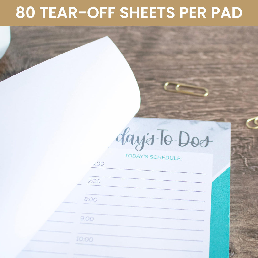 Undated Daily Timed to-Do List Pad - Tear Off Planning Sheets - 6 x 9 - Color Blocking Marble